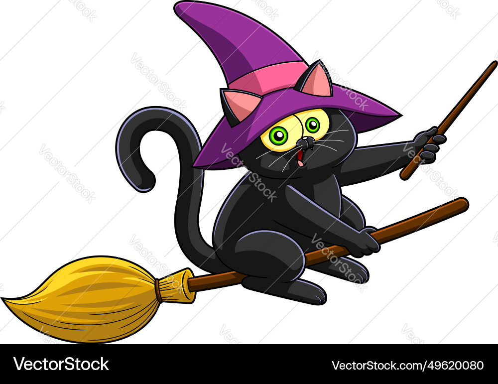Halloween Hexe schwarz Katze Cartoon Charakter Halloween Hexe schwarz Katze Cartoon Charakter vektorbild
