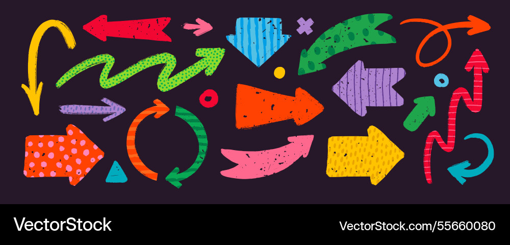 Hand drawn arrows with various patterns Hand drawn arrows with various patterns vector image