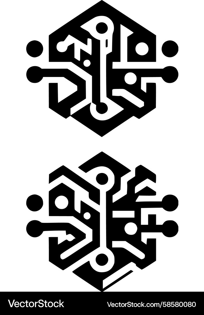 Hexagonal Circuit Network Vector Image