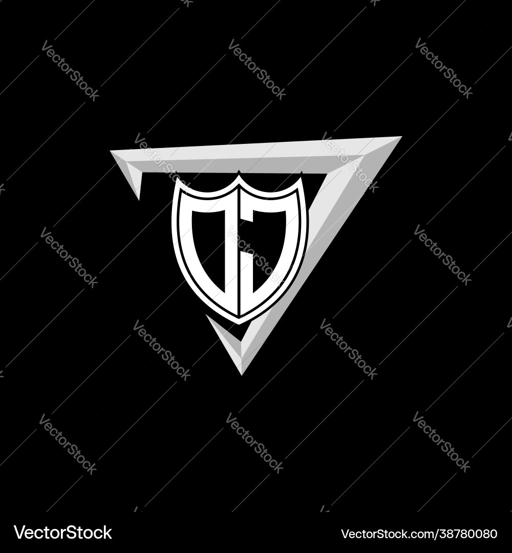 Initial letter o j shield shape with triangular Initial letter o j shield shape with triangular vector image