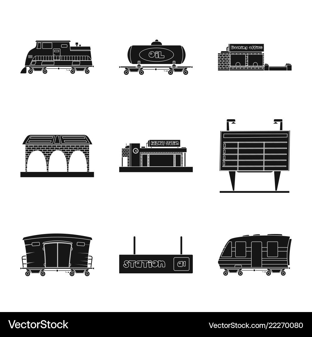 Isolated object of train and station logo set Isolated object of train and station logo set vector image