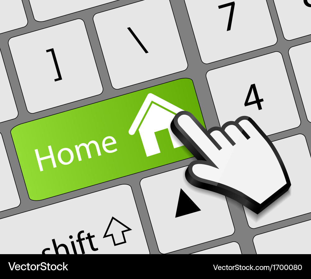 Keyboard home button with mouse hand cursor vector image