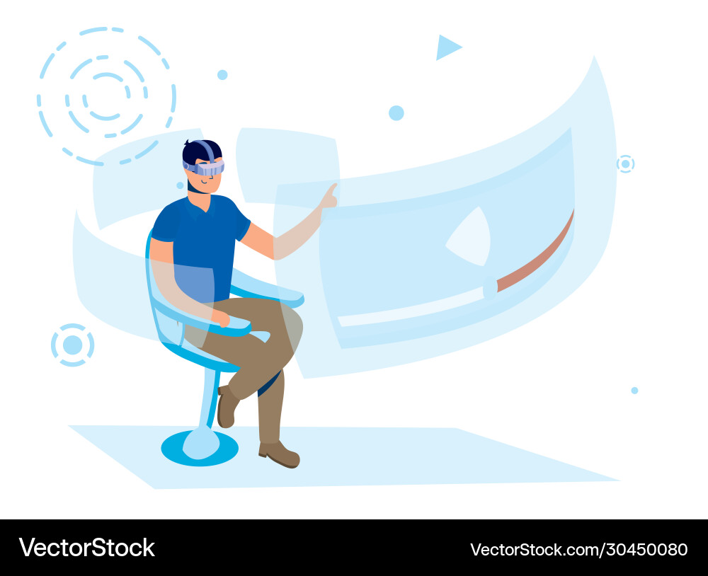 Man using augmented reality technology Man using augmented reality technology Vector Image