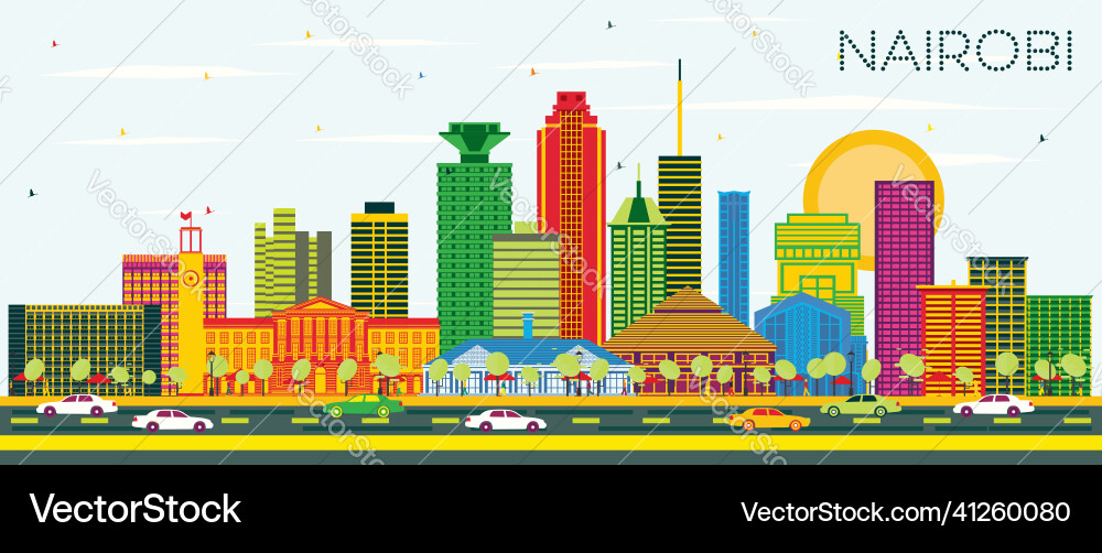 Nairobi kenya Stadt Skyline mit Farbbauten Nairobi kenya Stadt Skyline mit Farbbauten vektorbild