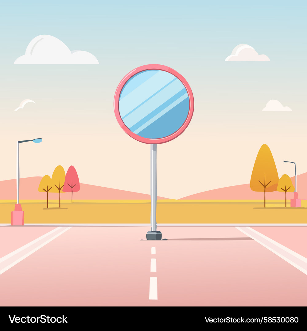 Pastel Roadscape with Convex Curve Vector Image