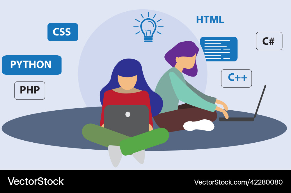 Programmer womans working Programmer womans working vector image