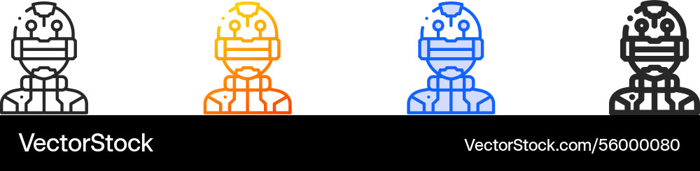 Robot iconthin linear gradient blue stroke Robot iconthin linear gradient blue stroke Vector Image