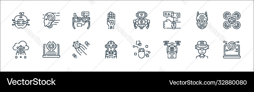 Robotics line icons linear set quality Vector Image