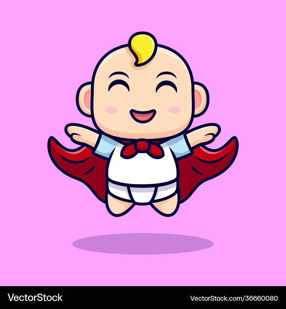 Süße super Baby tragen Mantel und fliegen flache Ikone Süße super Baby tragen Mantel und fliegen flache Ikone vektorbild