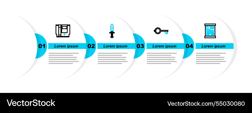 Set line game guide ancient key for sword Set line game guide ancient key for sword vector image