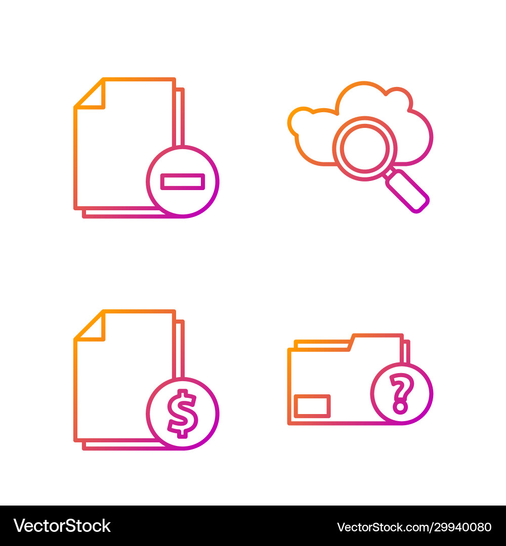 Set line unknown document folder finance Set line unknown document folder finance vector image