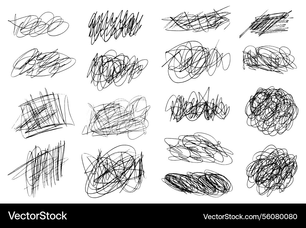 Tangled chaotic crazy lines set random Tangled chaotic crazy lines set random vector image