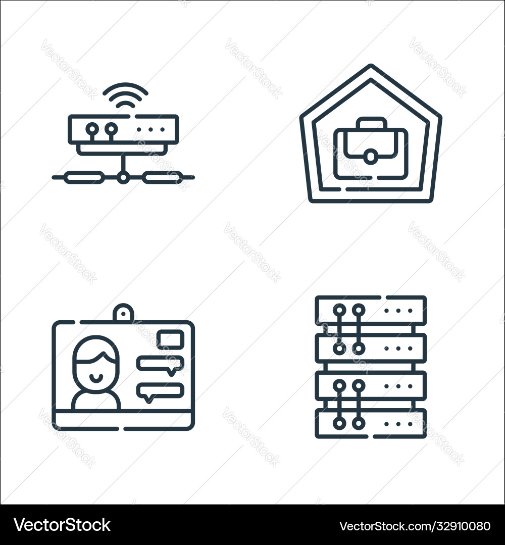 Telecommuting line icons linear set quality Telecommuting line icons linear set quality vector image