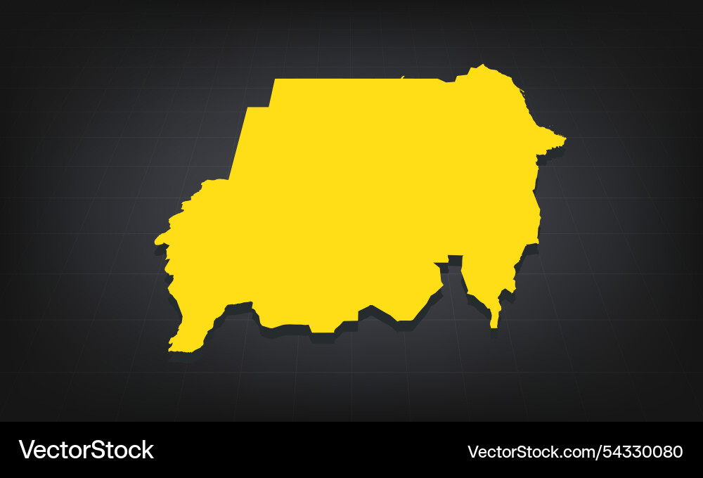 Yellow 3d map of sudan on a dark background Yellow 3d map of sudan on a dark background vector image