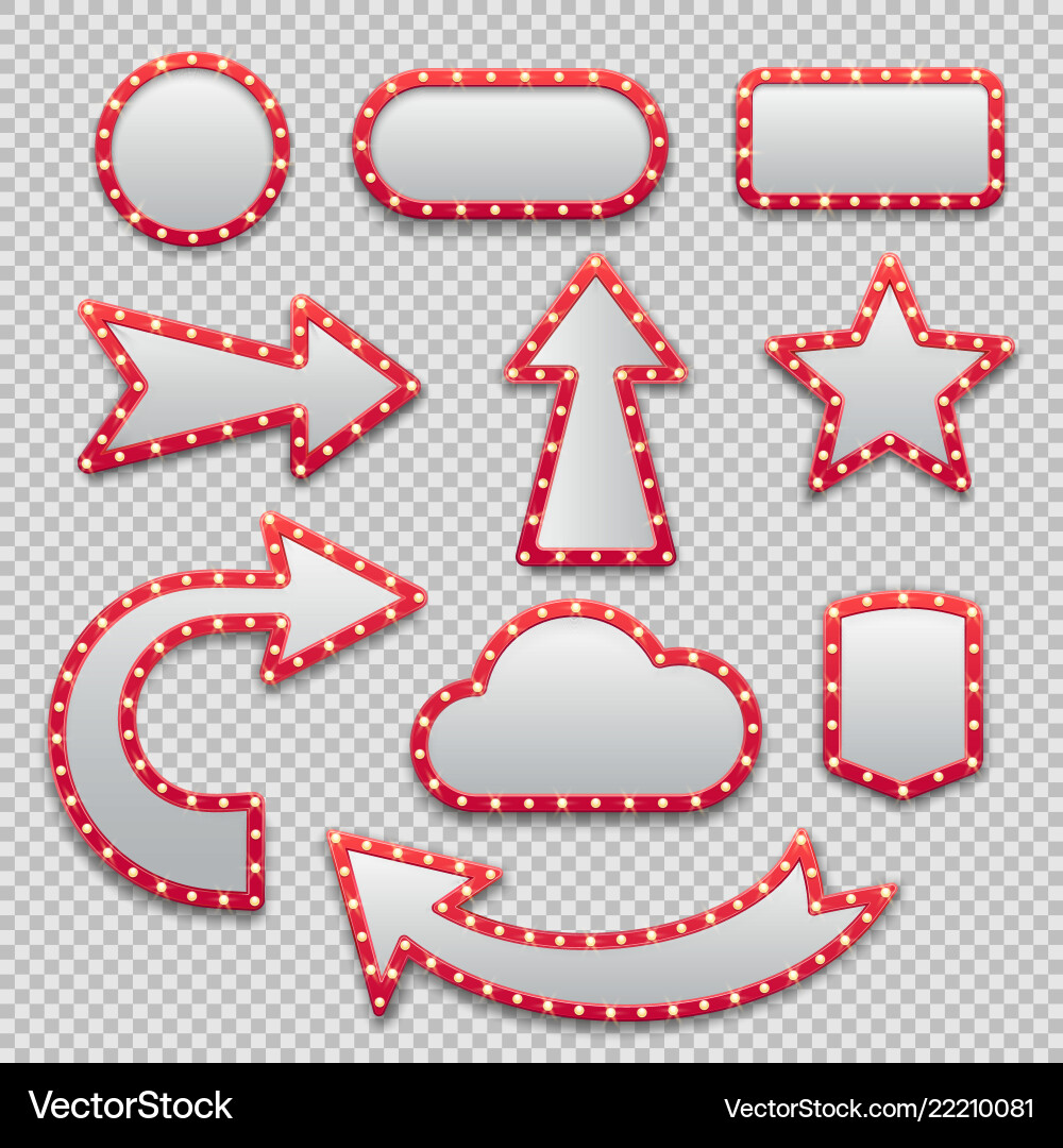 Bulb frames retro marquee empty and arrow Bulb frames retro marquee empty and arrow vector image