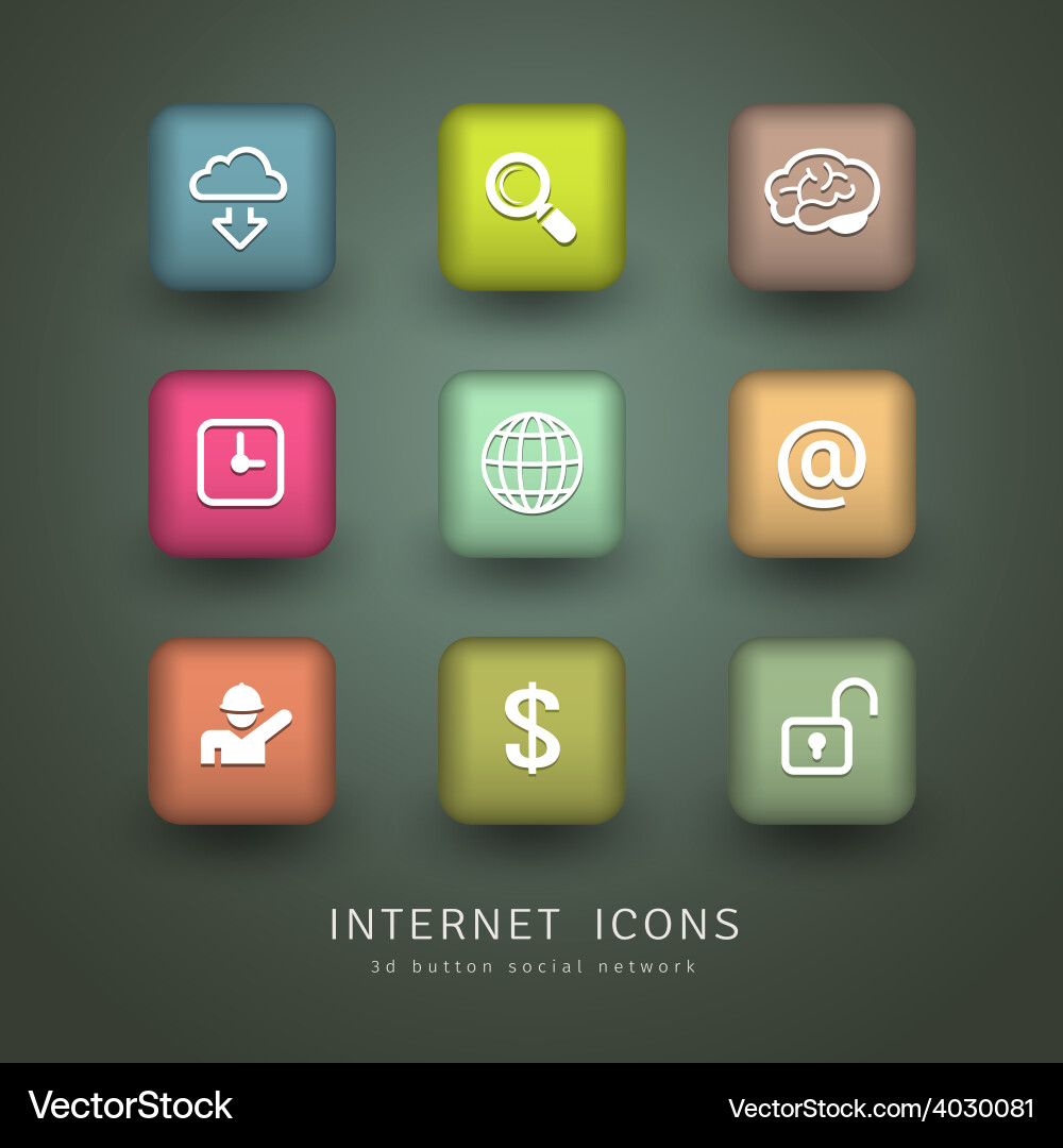 Buttons internet icons network collections Vector Image