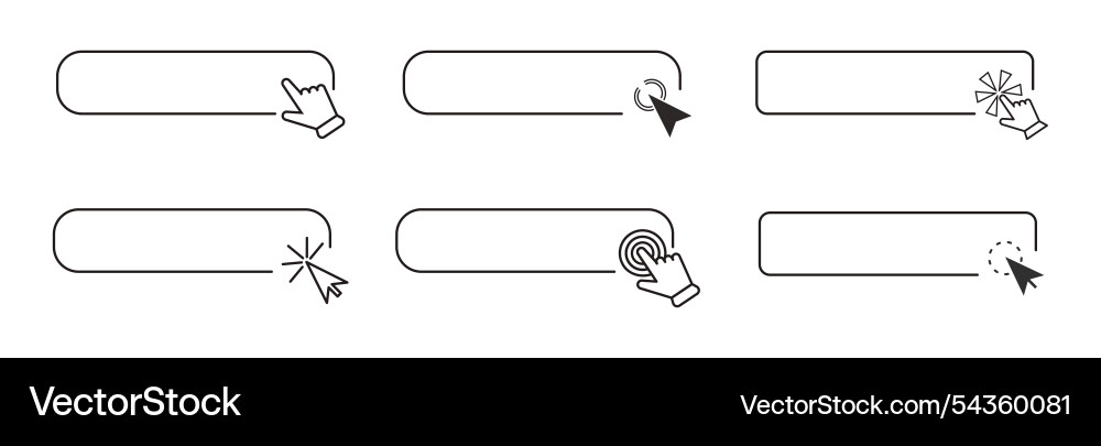 Click here line frame interface bar with cursor vector image
