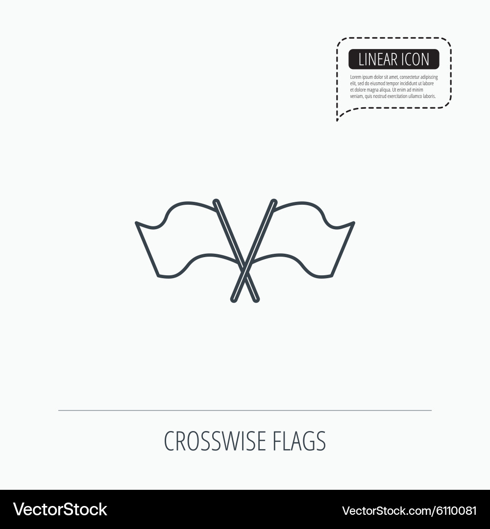 Crosswise waving flag icon location pointer vector image