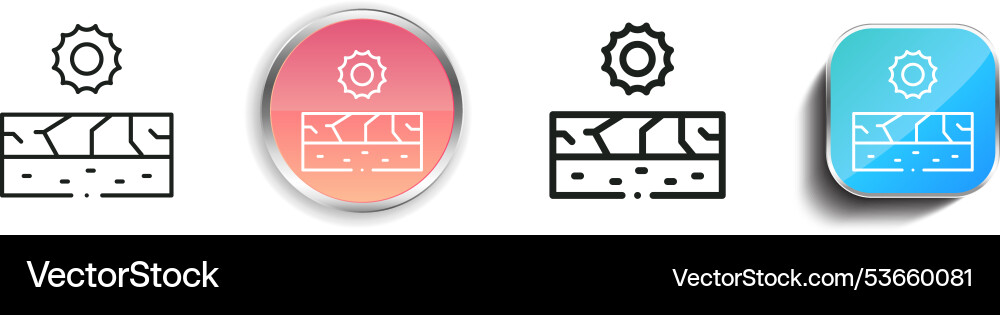 Drought icon thin linear regular and button style vector image