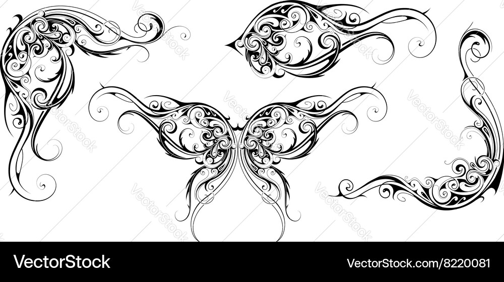 Floral style design elements Royalty Free Vector Image