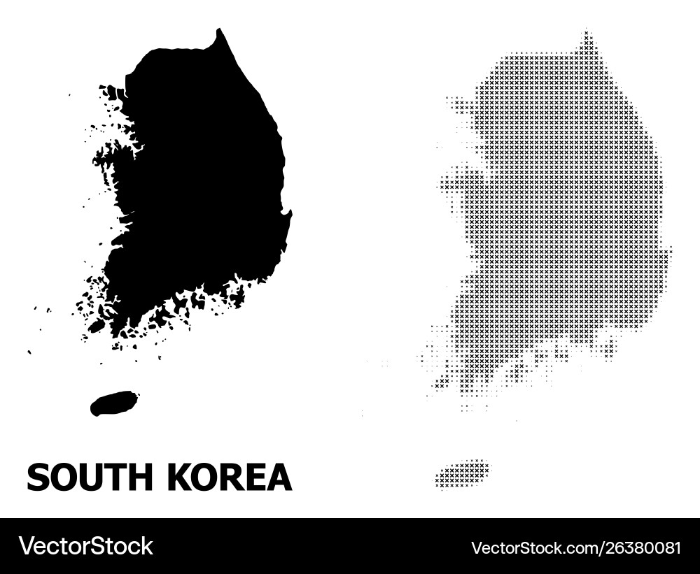 Halftone pattern and solid map south vector image
