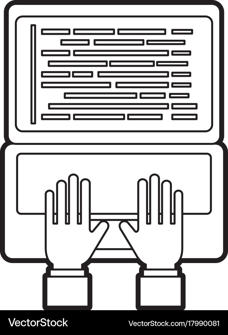 Hand programmer typing laptop coding development Vector Image
