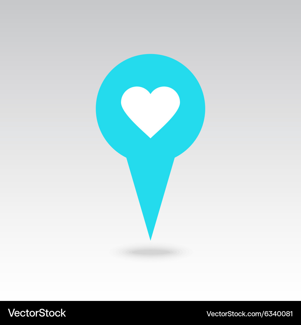 Heart pin map icon pointer markers vector image