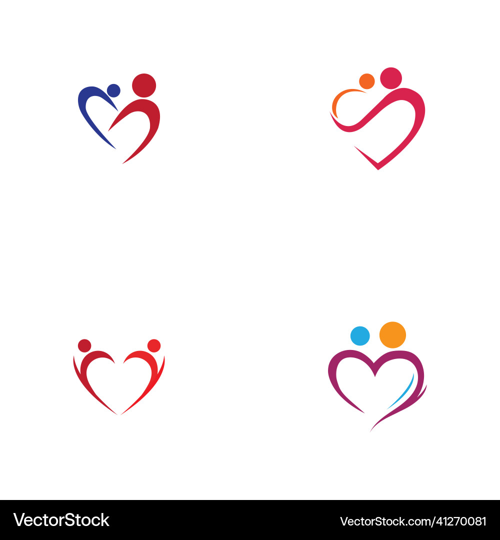 Herz-Logo und Menschen Design Wohltätigkeitsunterstützung Herz-Logo und Menschen Design Wohltätigkeitsunterstützung vektorbild