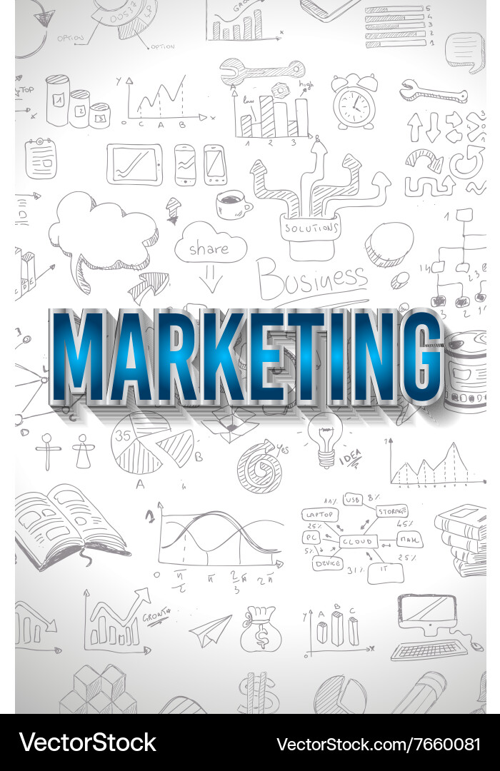 Marketing concept with doodle design style finding vector image