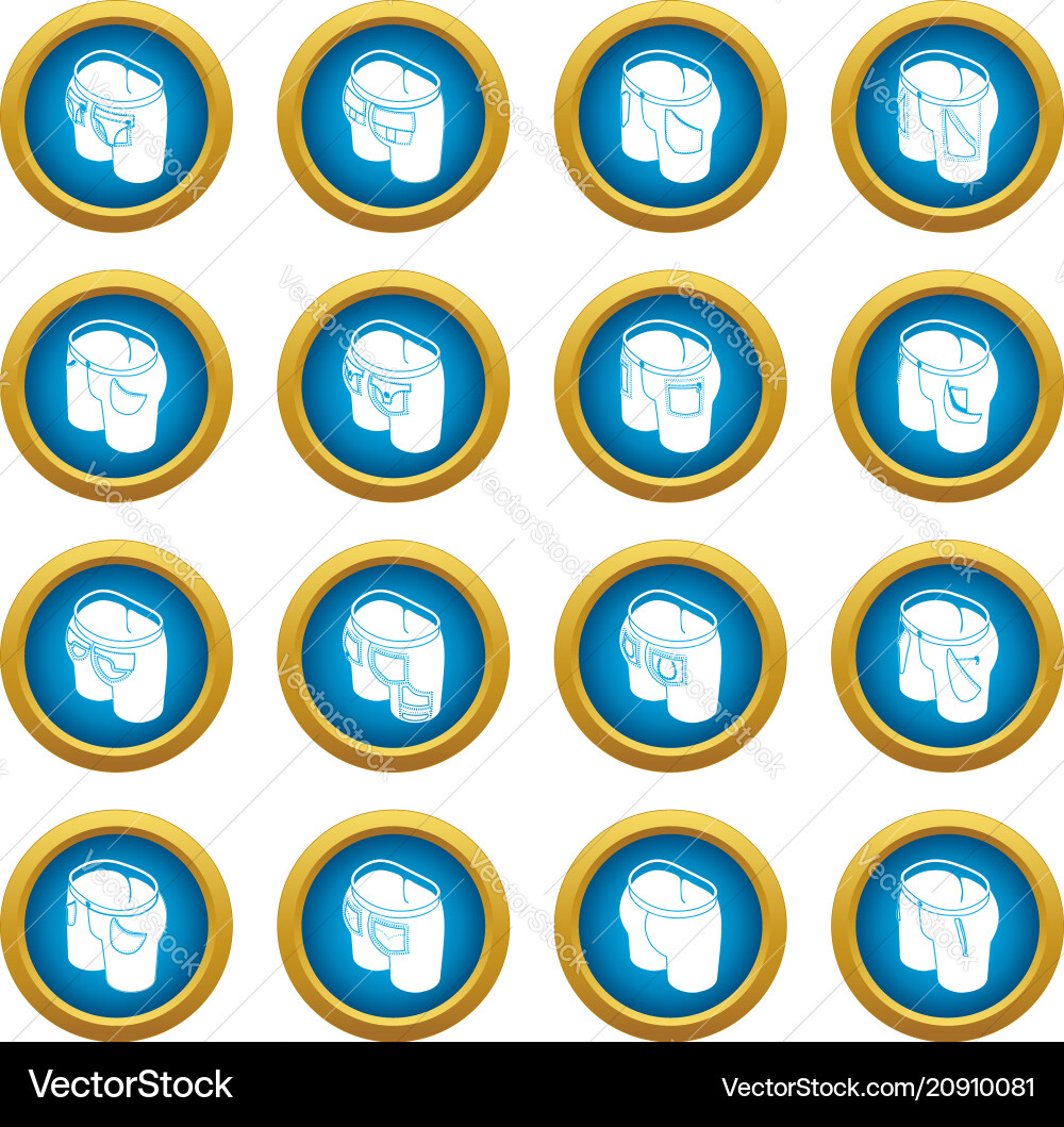 Pants pockets design icons set simple style Pants pockets design icons set simple style Vector Image