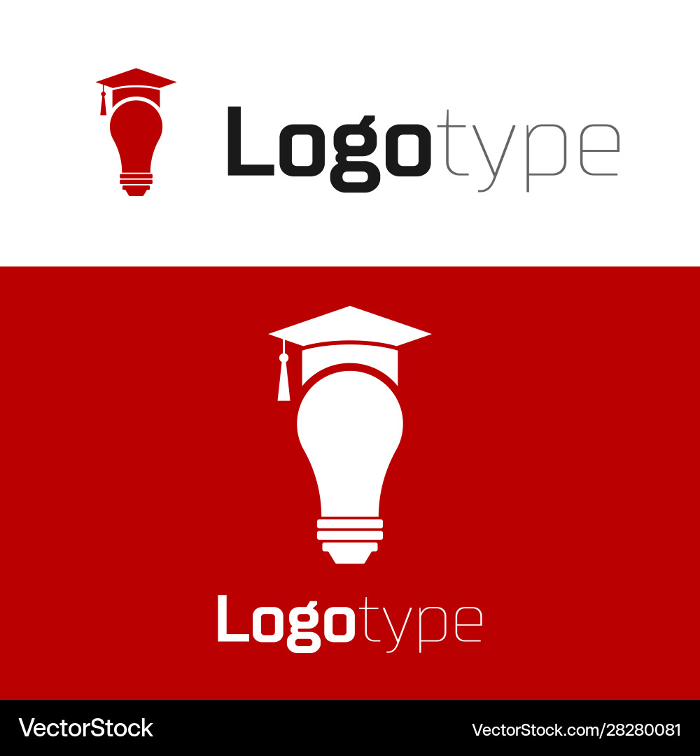 Rote Glühbirne und Graduierungskappe Icon isoliert Rote Glühbirne und Graduierungskappe Icon isoliert vektorbild