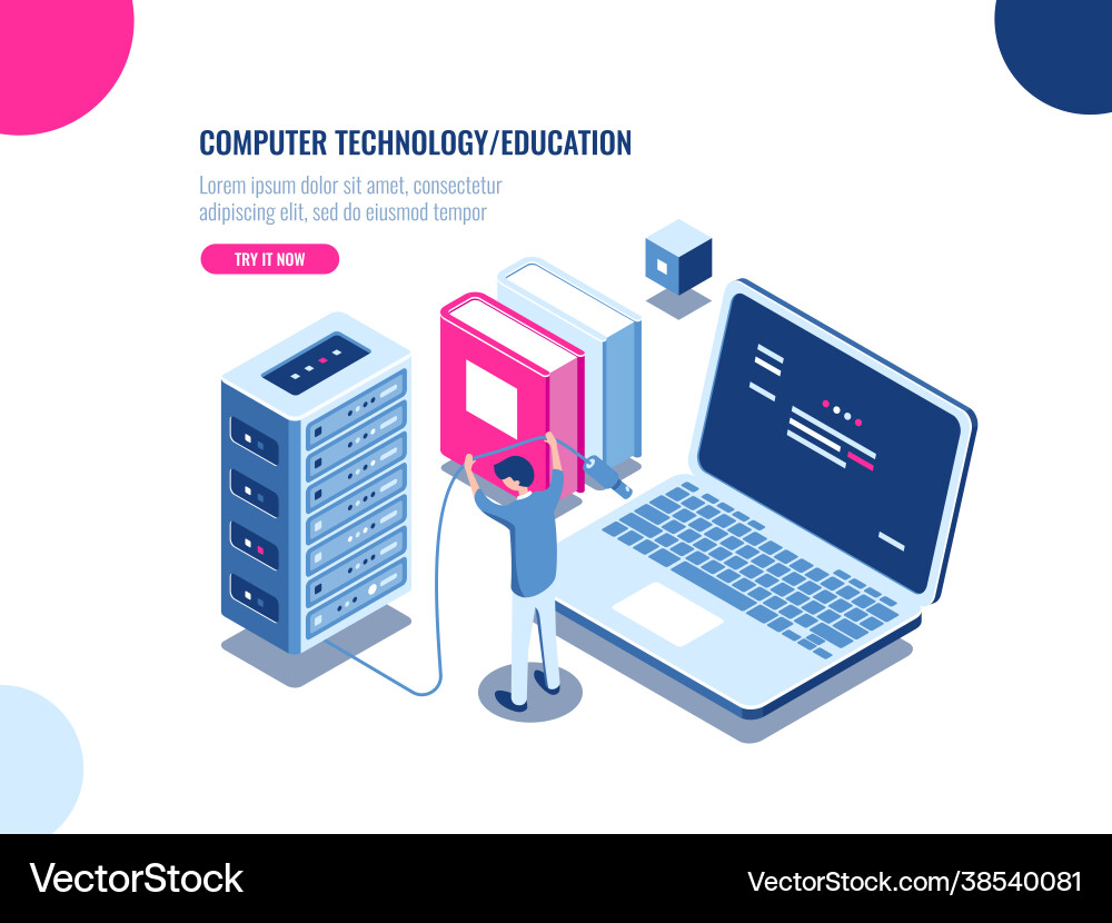 Server room cabinet data center and database Server room cabinet data center and database vector image