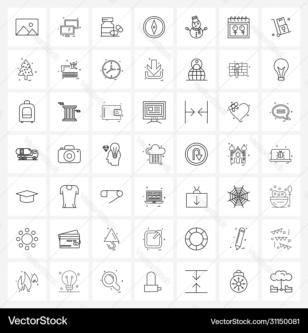 Set 49 simple line icons for web and print Vector Image
