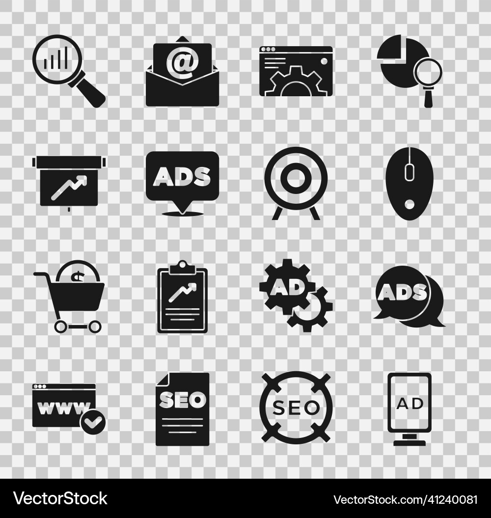Set advertising computer mouse browser setting Vector Image