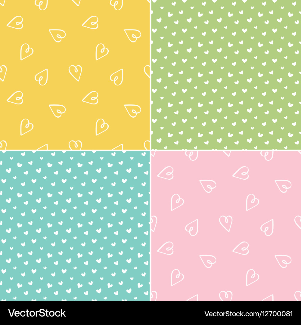 Set collection of seamless patterns with hearts Vector Image