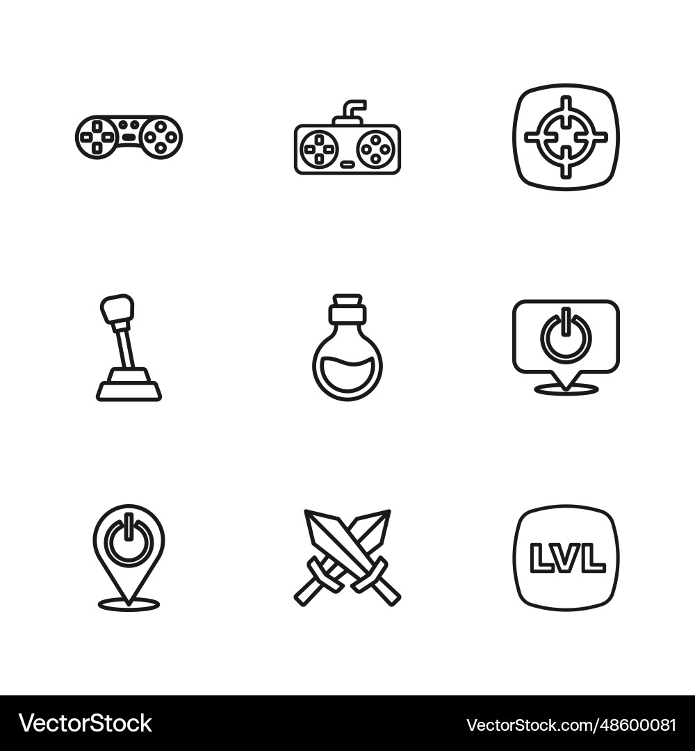 Set line sword for game power button level Set line sword for game power button level vector image