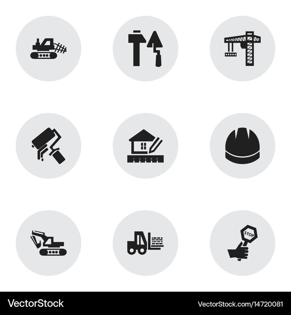 Set of 9 editable building icons includes symbols vector image