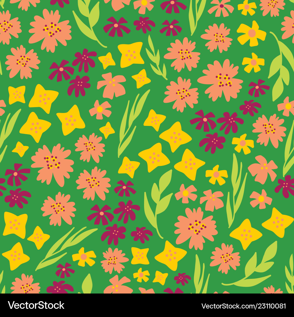 Spring flowers seamless repeat pattern Spring flowers seamless repeat pattern Vector Image