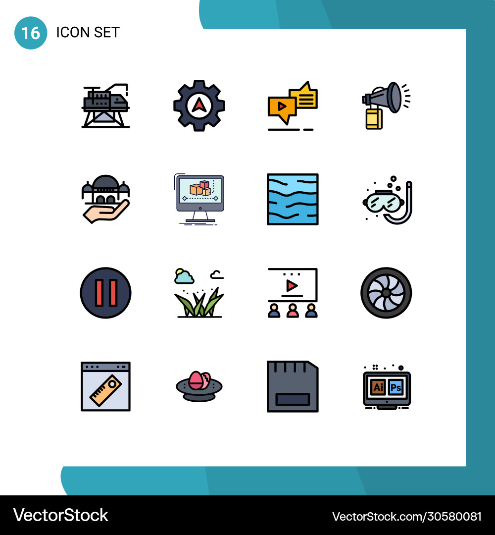 User interface pack 16 basic flat color filled vector image