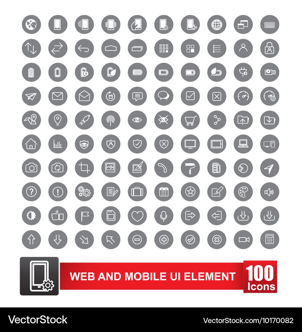 100 Line Icons - Web & Mobile UI vector image