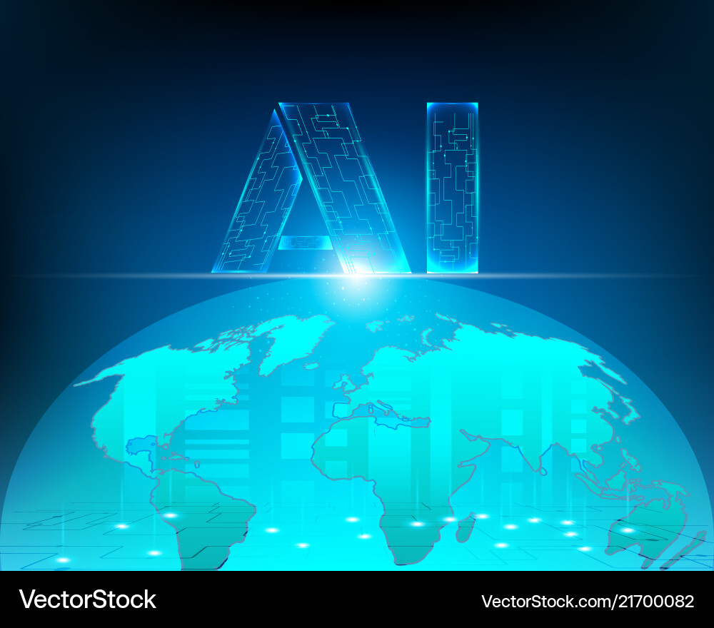 Ai world map cyber internet network connection vector image