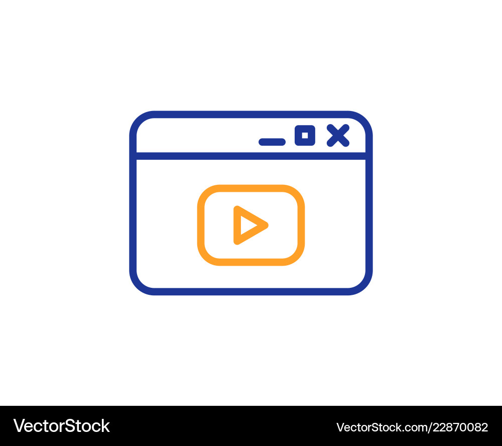 Browser window line icon video content sign Browser window line icon video content sign vector image