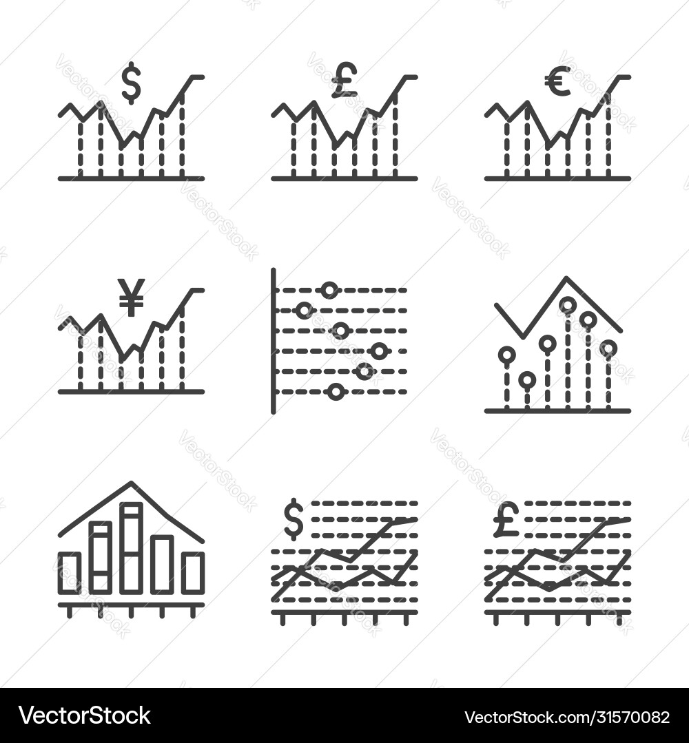 Chart and analytic icon set outline include Chart and analytic icon set outline include vector image