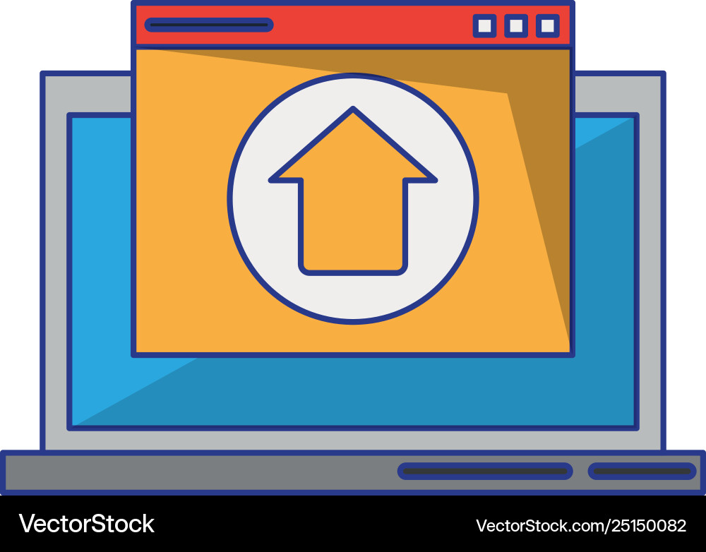 Computer with upload sign Computer with upload sign vector image