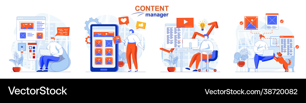 Content manager concept set creation graphics Vector Image