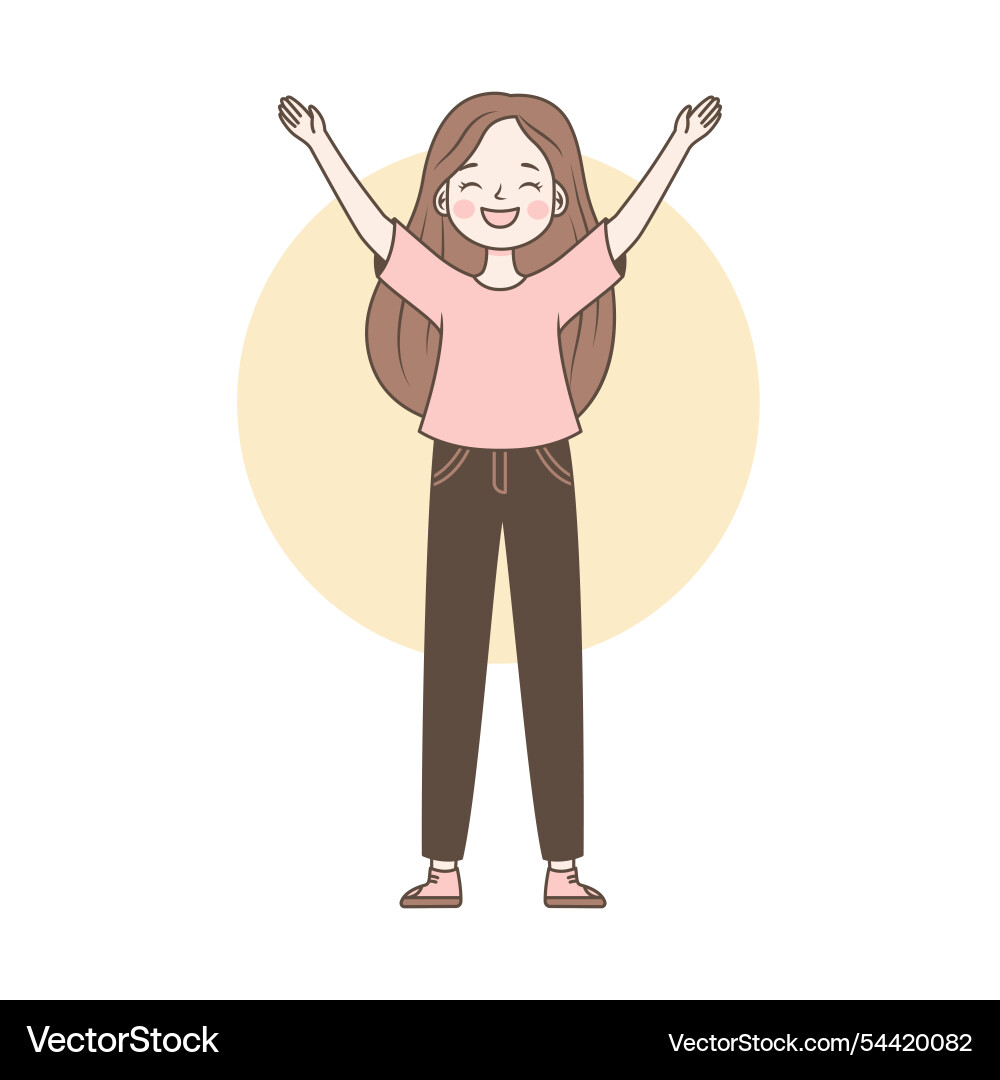 Cute pretty cheerful teen girl cartoon character Cute pretty cheerful teen girl cartoon character vector image