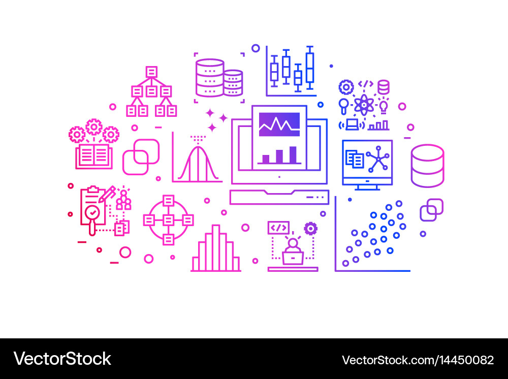 Data Analysis Line Icons - Gradient vector image