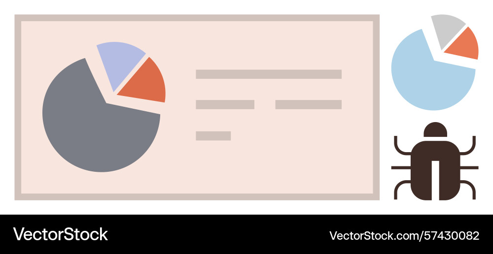 Data analysis with pie charts and debugging Data analysis with pie charts and debugging vector image