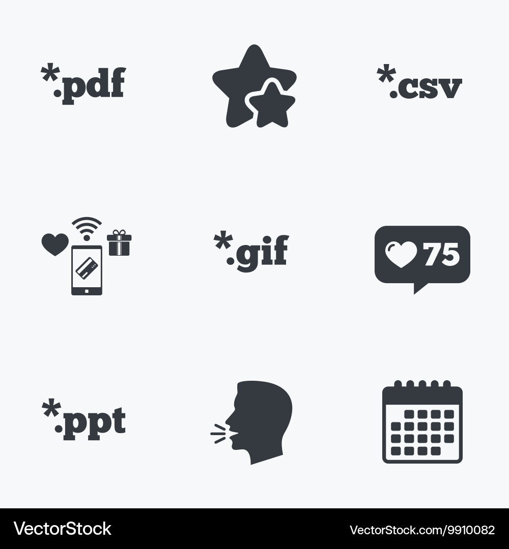 Document signs file extensions symbols vector image