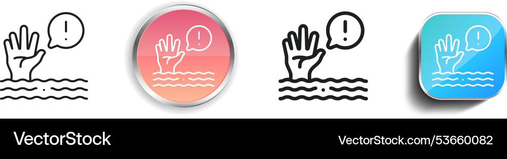 Drown icon thin linear regular and button style Drown icon thin linear regular and button style vector image
